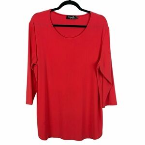 Sympli Coral 3/4 Sleeve Tunic Top Size 16 Made in Canada Classic Casual Chic